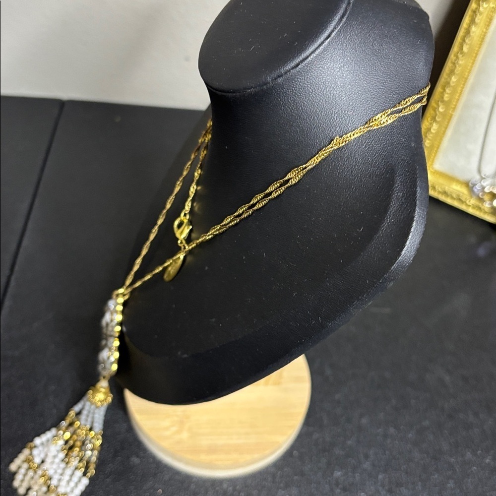 Baublebar Gold Tone Rhinestone Tassel Long Necklace - Picture 6 of 8